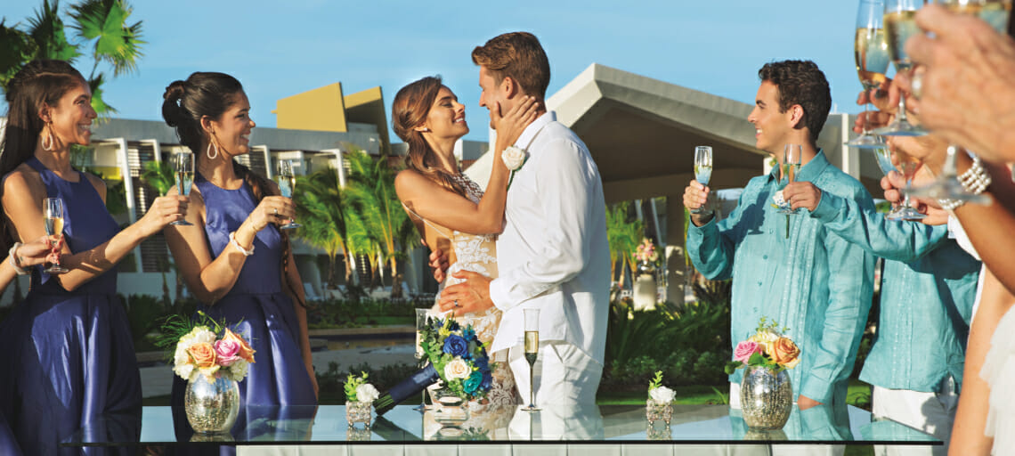 now onyx punta cana destination wedding dominican republic gazebo bridal party toast luxury wedding packages