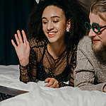 virtual engagement party couple zoom call celebration how to tutorial happy love