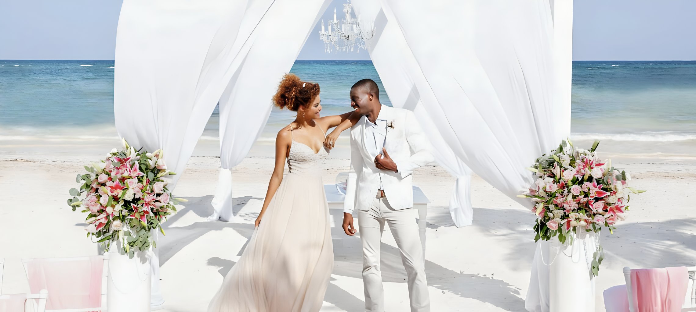 breathtaking spots to host your destination wedding grand palladium jamaica beach pergola couple montego bay