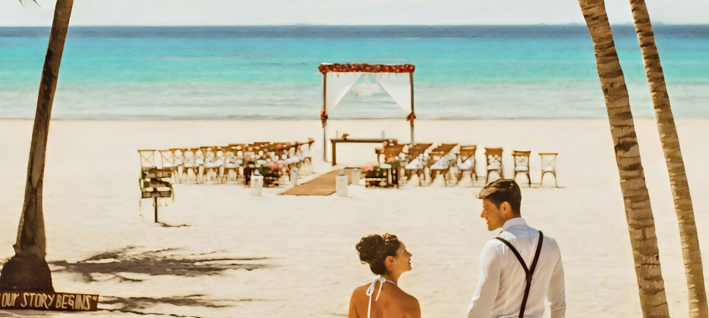 sandos playacar beach couple ceremony 2021 secluded destination wedding spots
