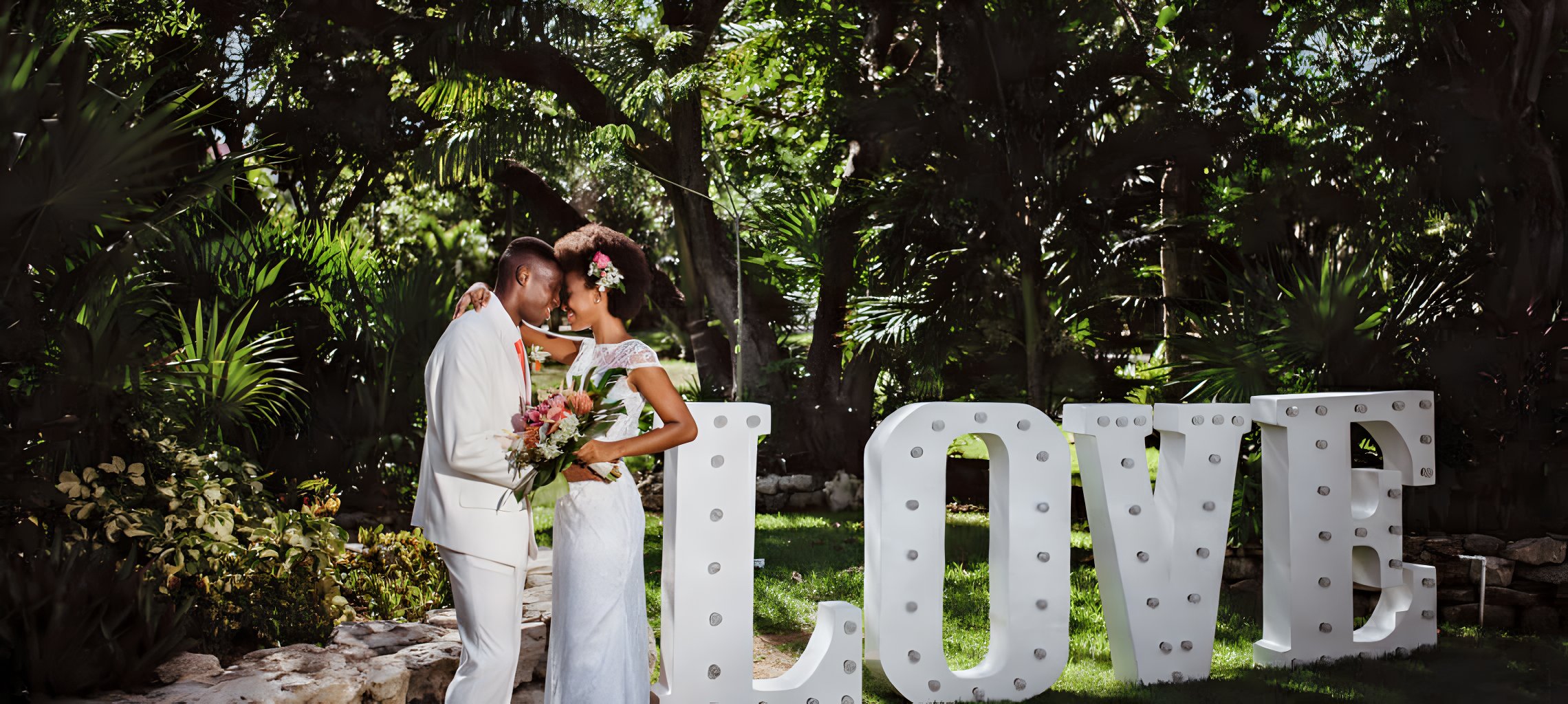 7 lush and stunning garden venues sandos playacar riviera maya mexico black couple destination weddings