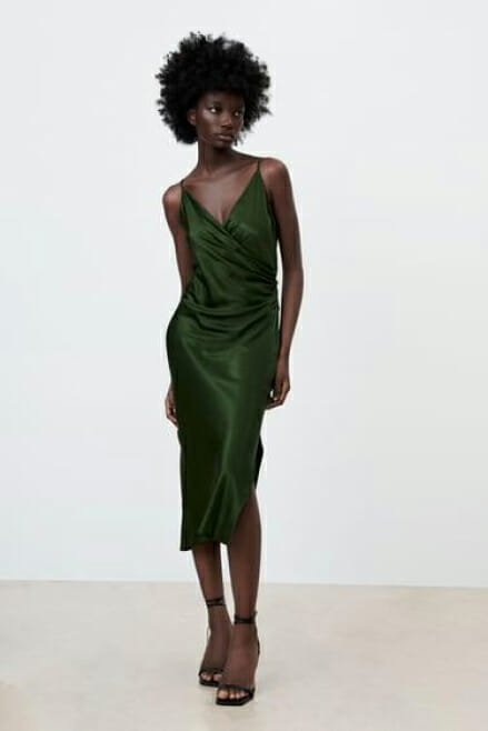 fall destination wedding dress guide DRAPED LINGERIE-STYLE DRESS from Zara