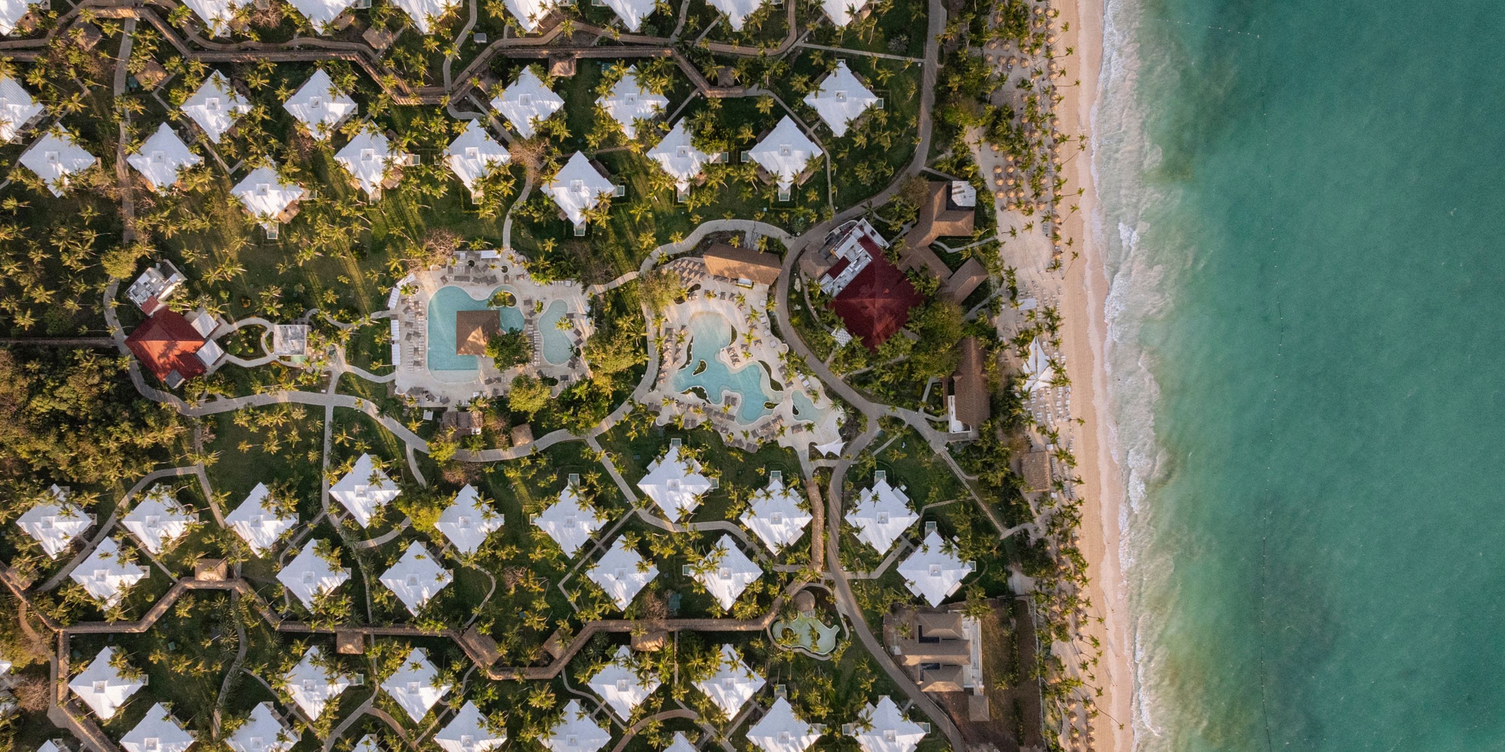 Aerial view of Grand Palladium Bavaro resort, perfect for a destination wedding with pools and villas.