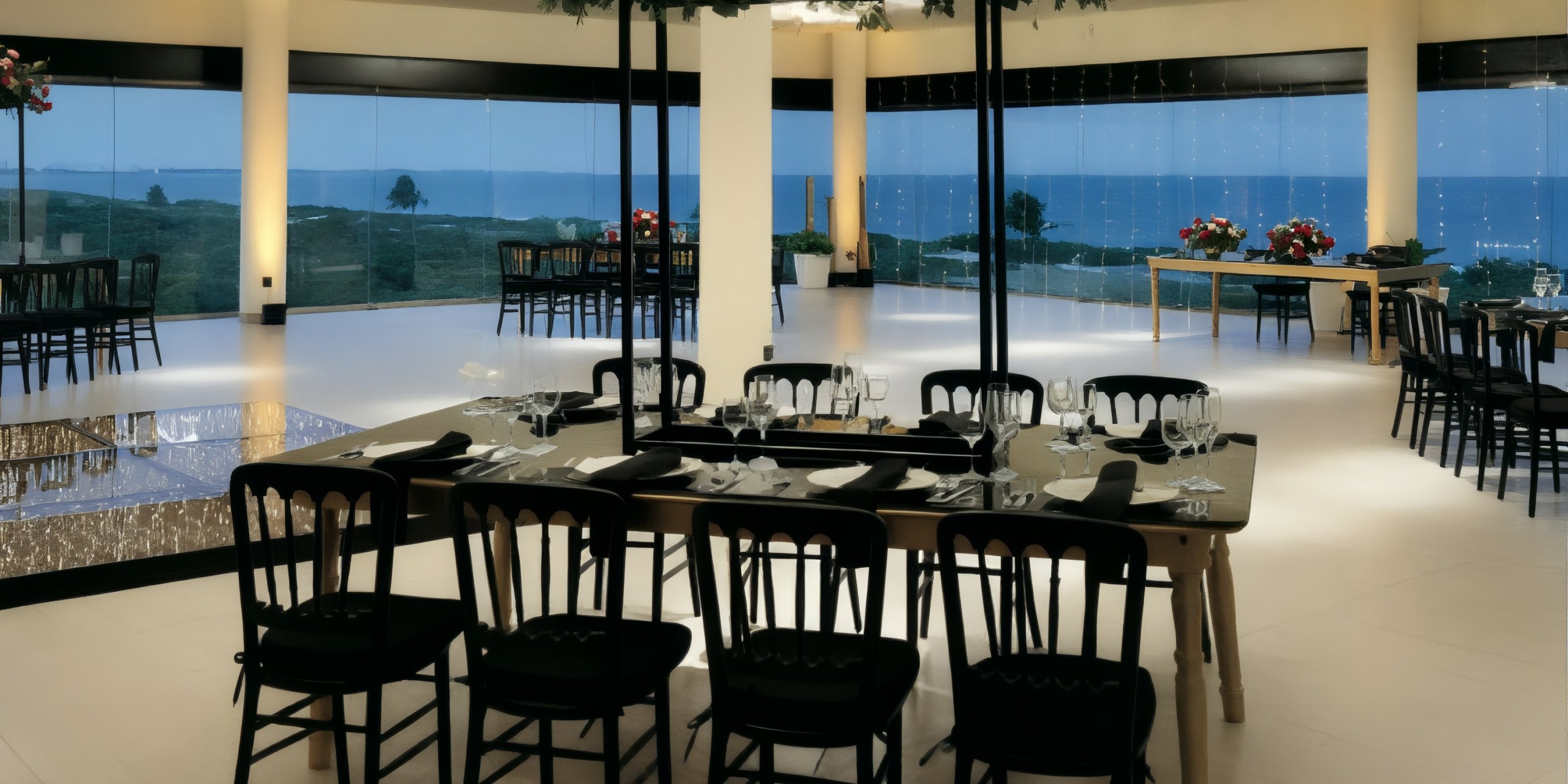 Experience elegant dining at Grand Palladium Costa Mujeres, complete with breathtaking ocean views through large windows, making it a perfect destination for your wedding celebration.