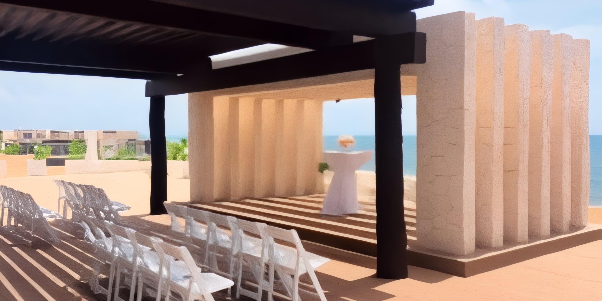 Royalton Riviera Cancun offers a stunning ocean view wedding altar, complete with modern architecture and seating arrangements, making it the perfect setting for your destination wedding.