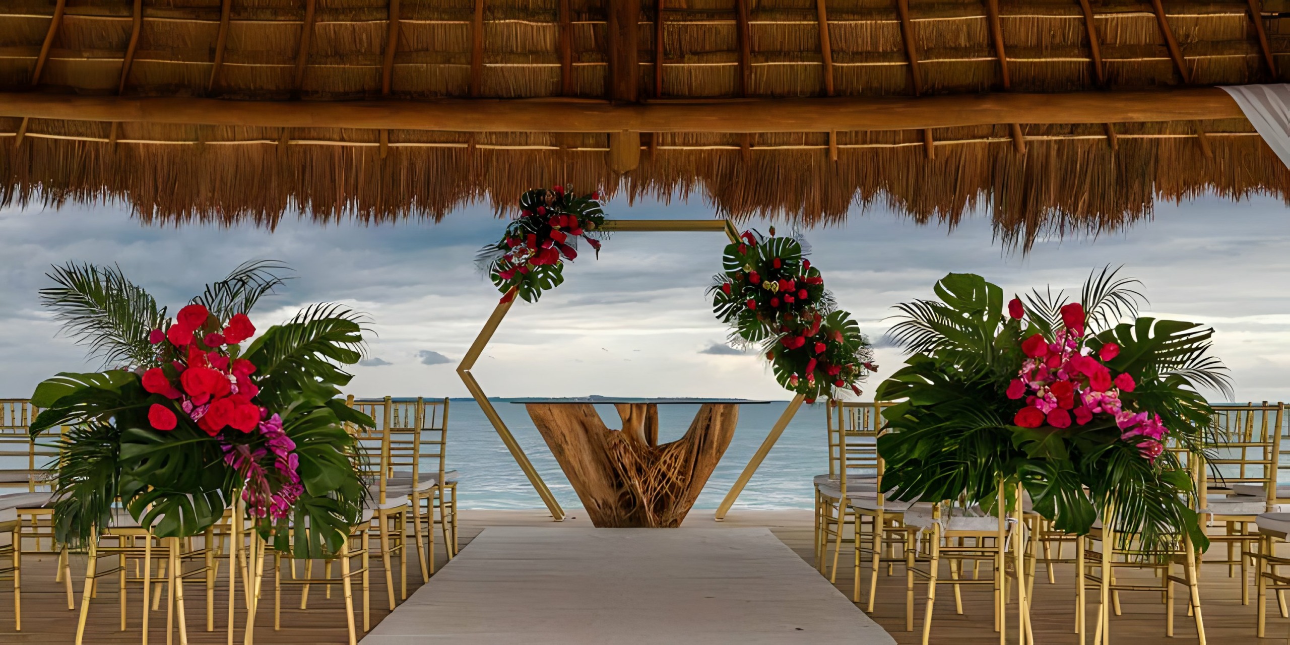 A Dreams Vista Cancun ceremony set up on the beach.