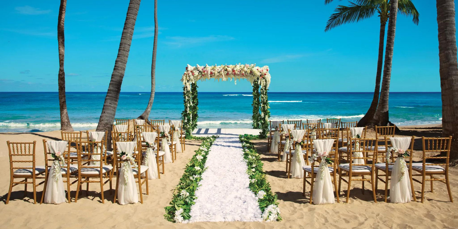 Destination beach wedding at beach venue at Dreams Punta Cana