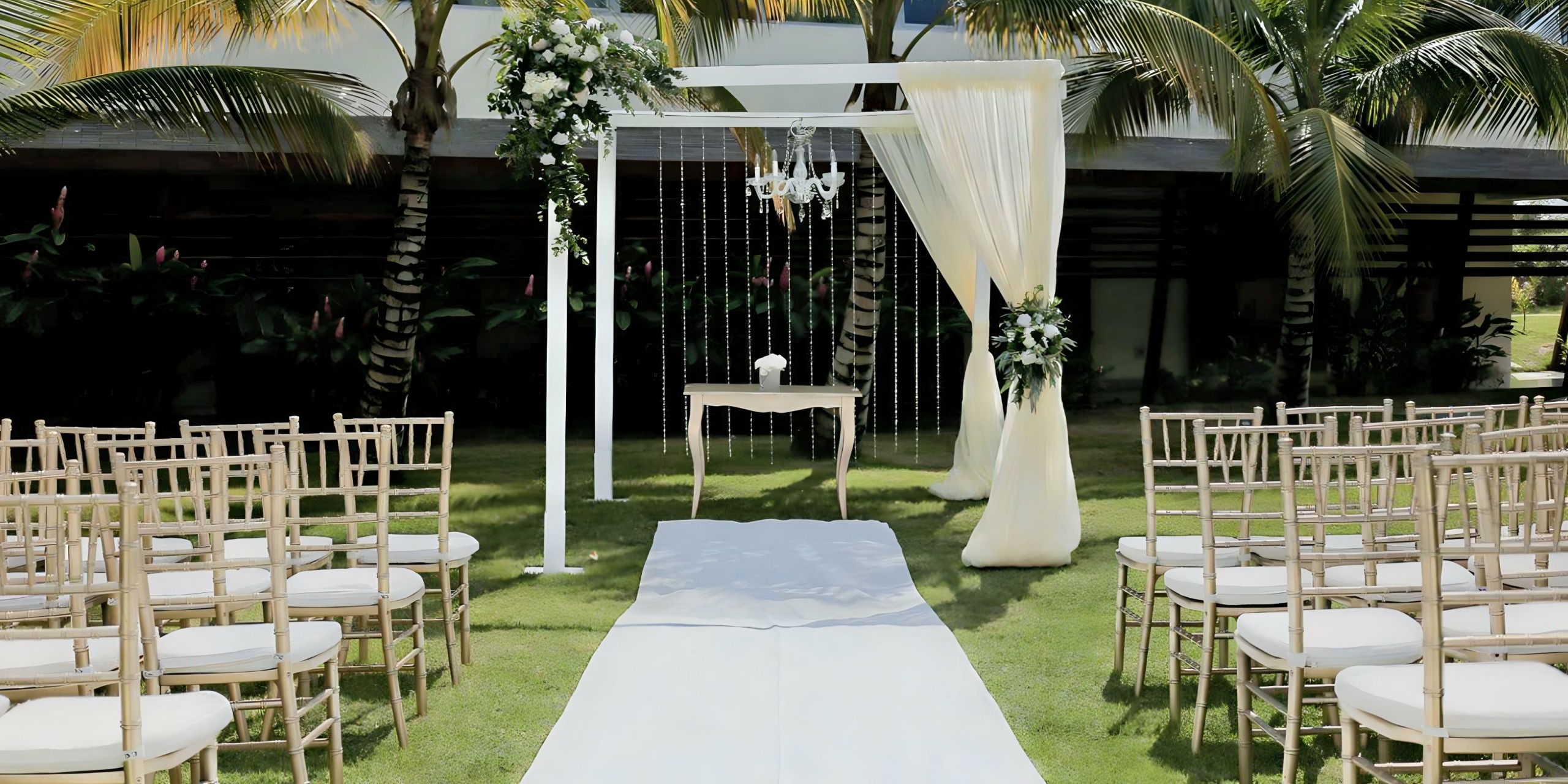 Garden wedding with a canopy at Dreams Onyx Punta Cana Dominican Republic