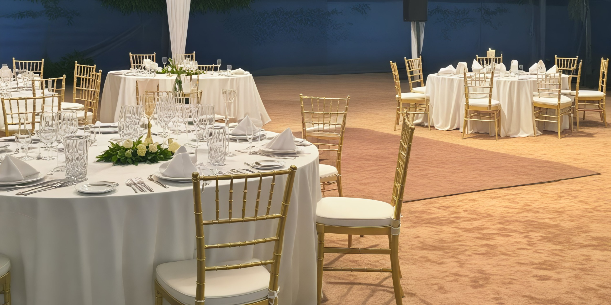 Experience an elegant destination wedding at Azul Beach Resort Negril, featuring pristine white linens and luxurious gold chairs.