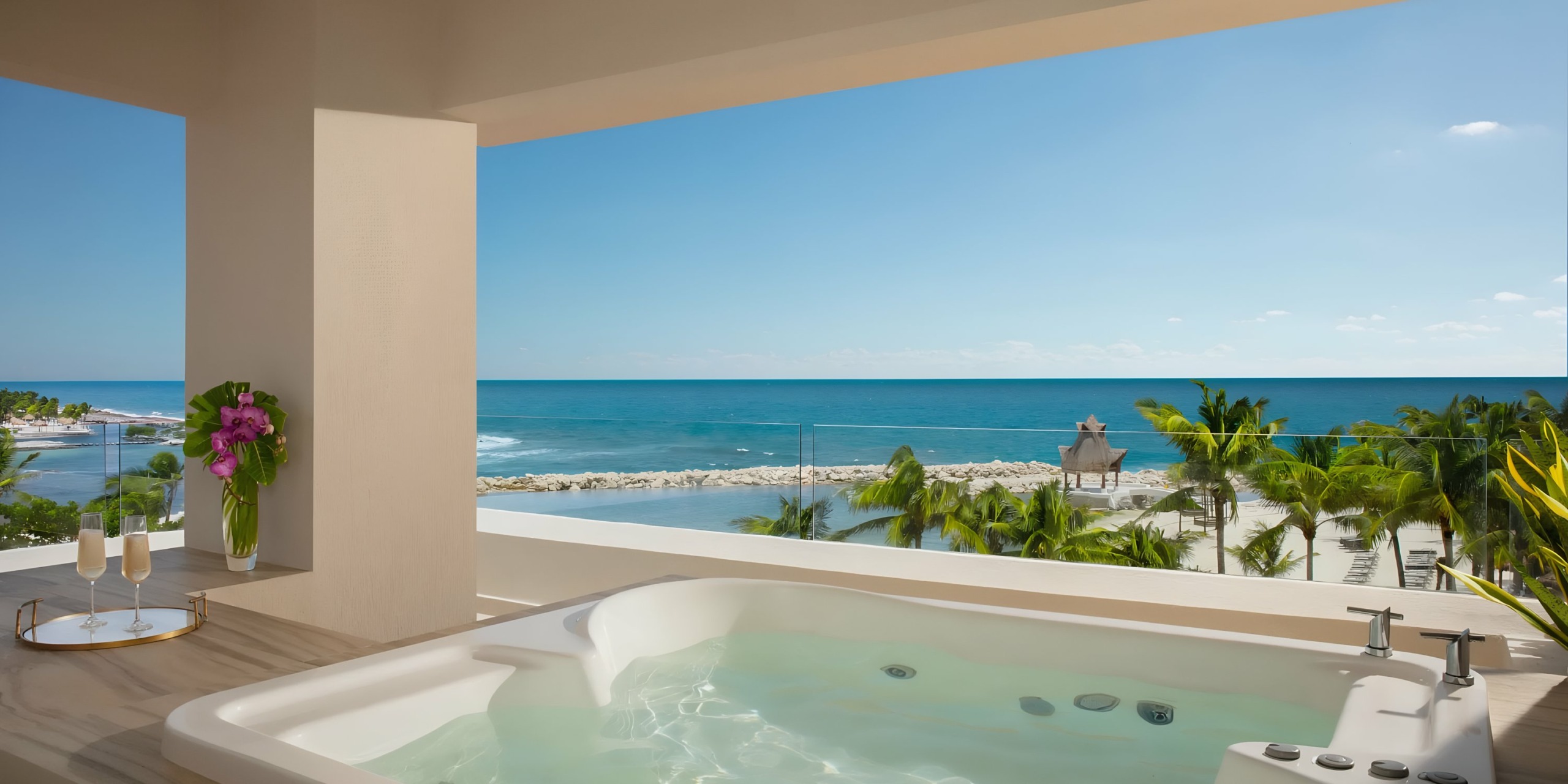 Dreams Aventuras Riviera Maya with ocean view on a sunny day.