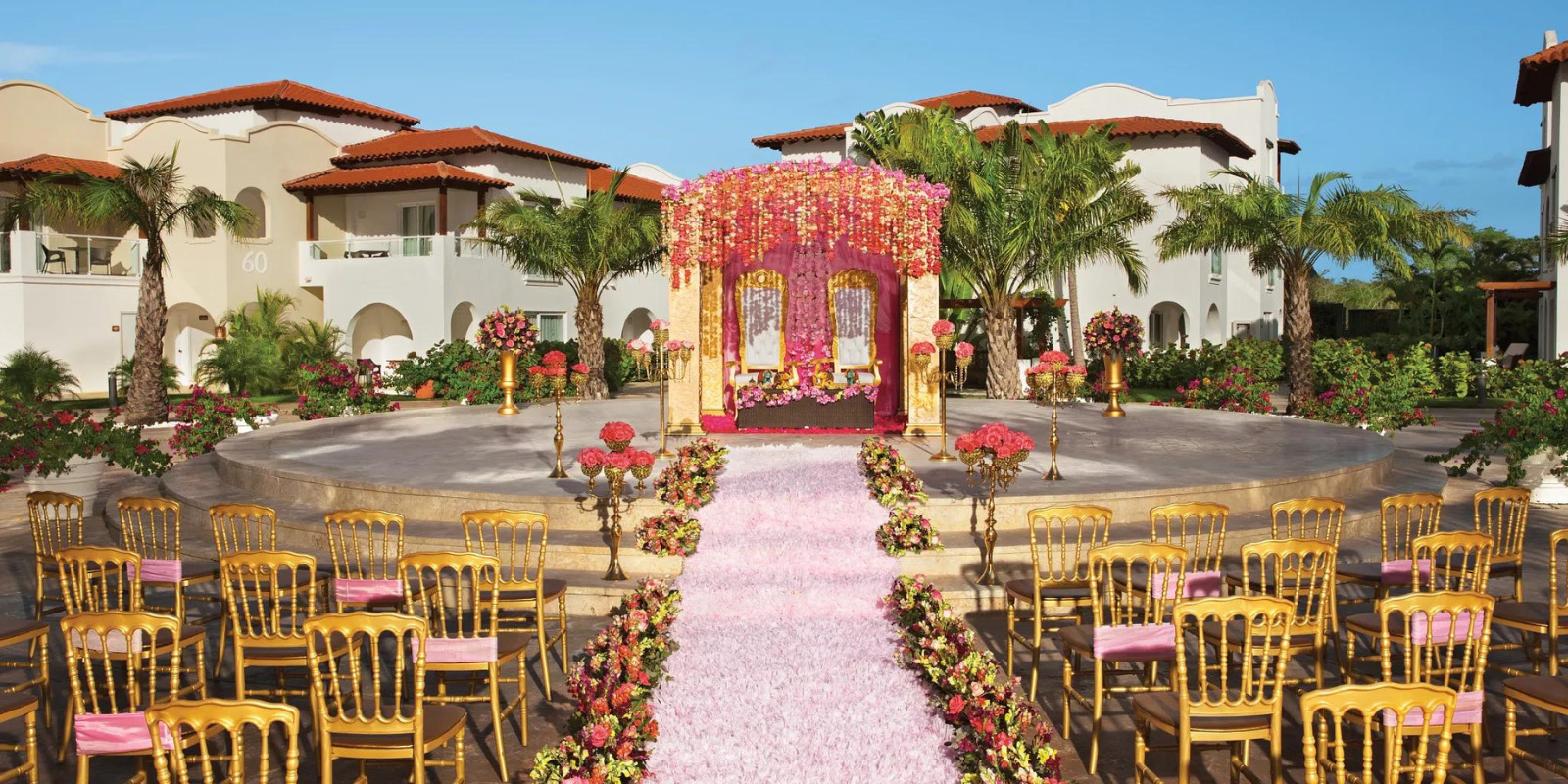 A wedding ceremony set up at Dreams Dominicus in the Caribbean.