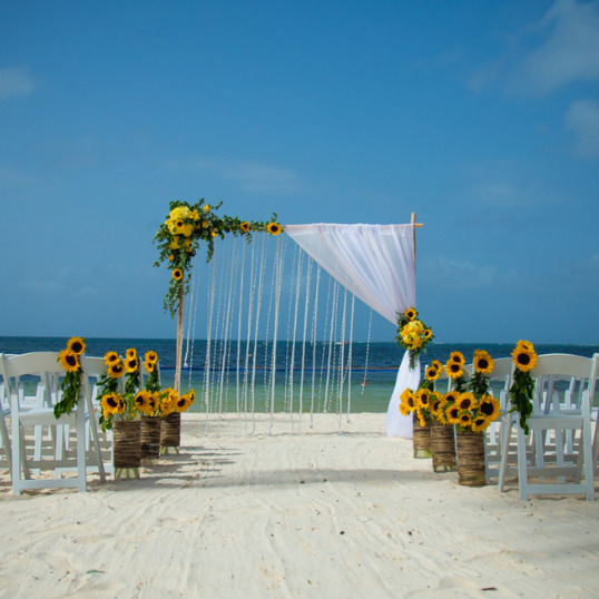 Simple beach wedding and canopy at Dreams Palm Beach Punta Cana Dominican Republic
