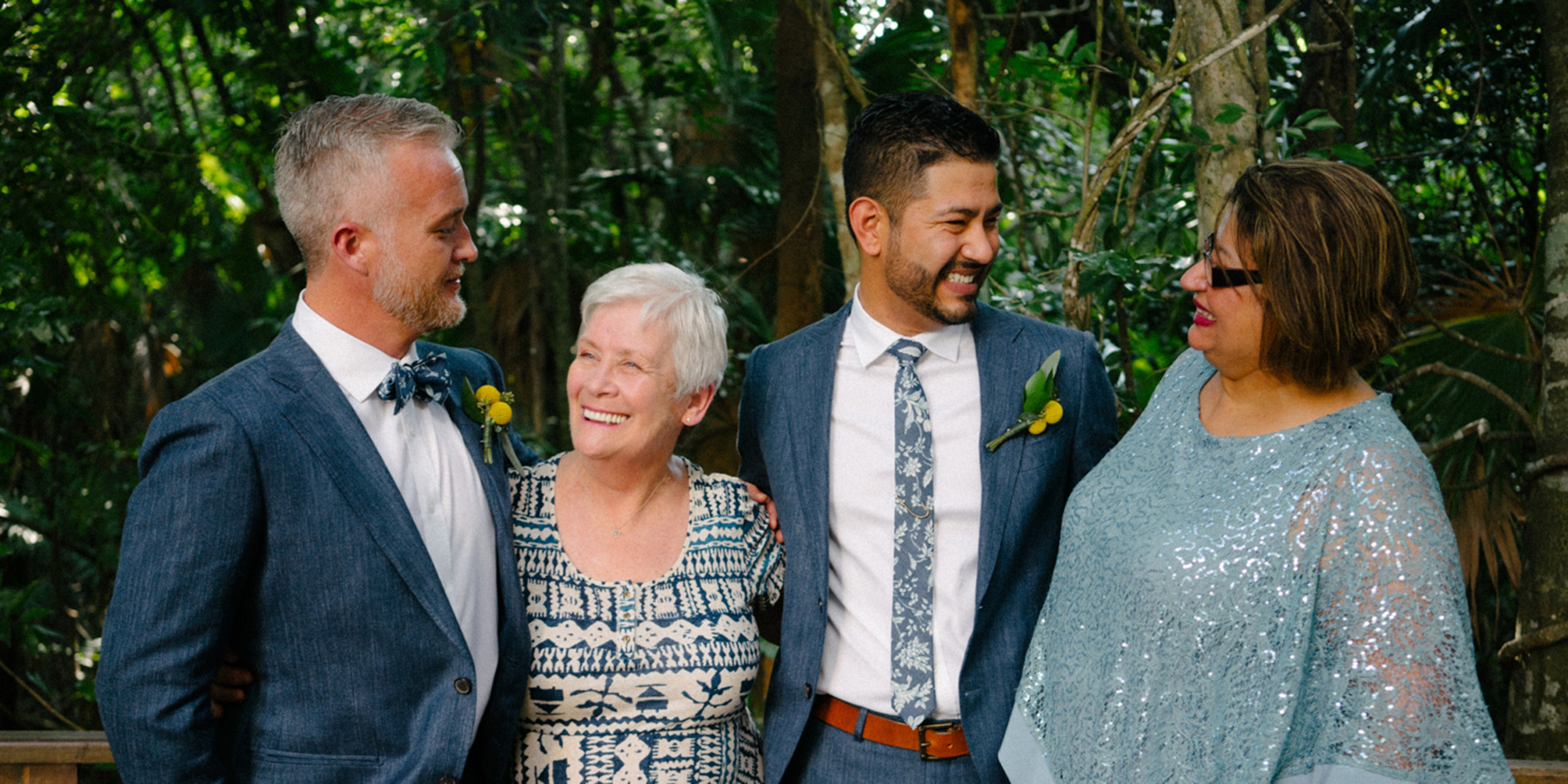 Ed and Billy pose with their moms