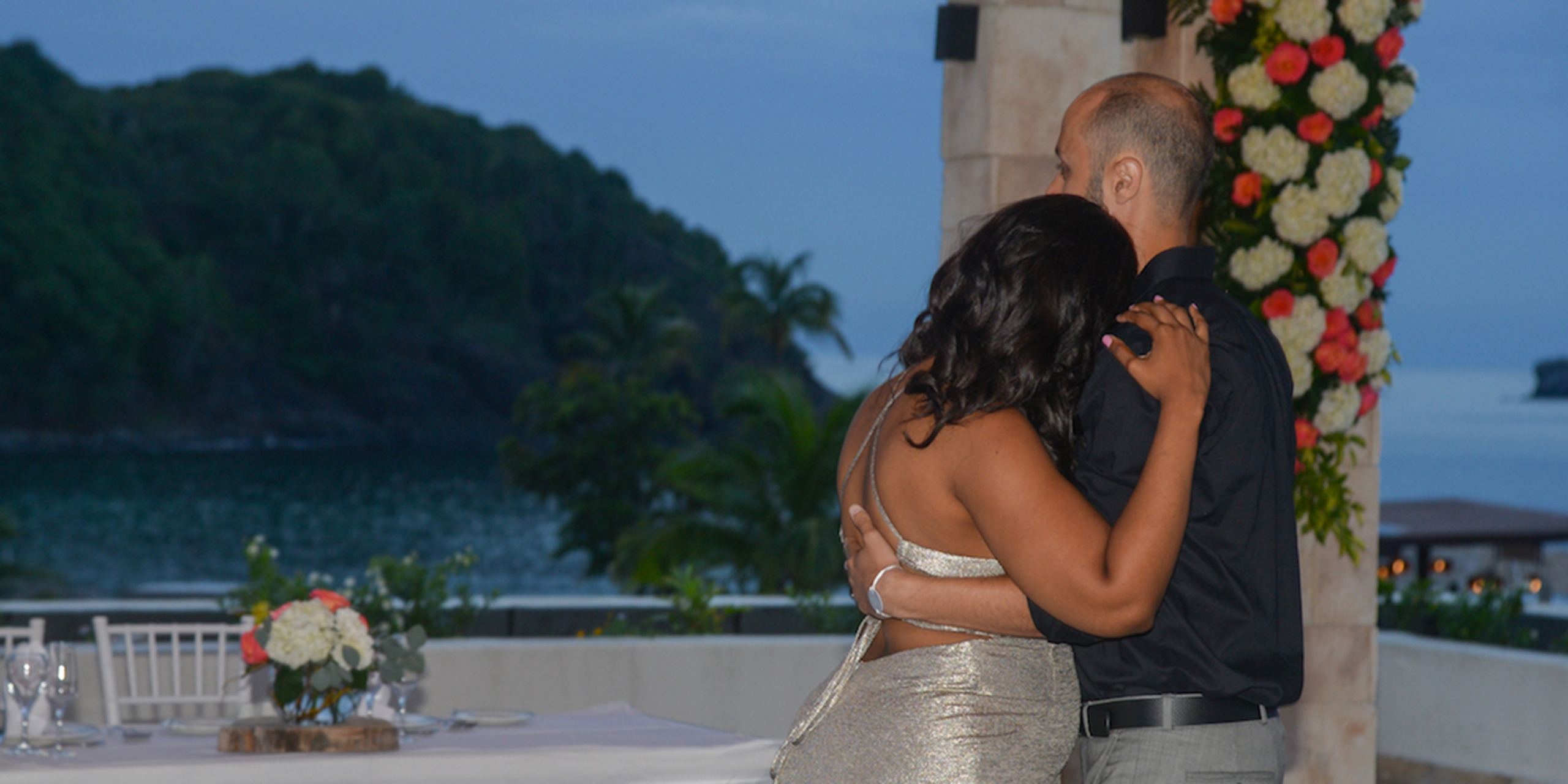 India and Igor embrace in the first dance