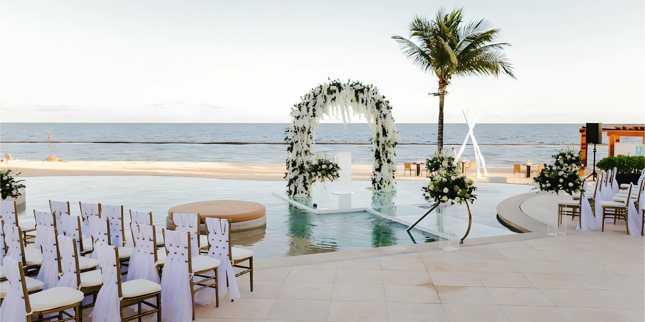 A wedding ceremony set up at Breathless Riviera Cancún Resort & Spa.