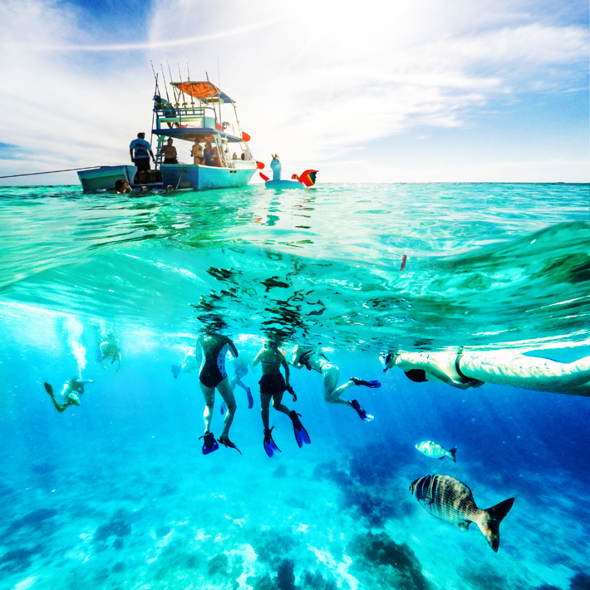 boat ride and snorkeling on a Cancun excursion