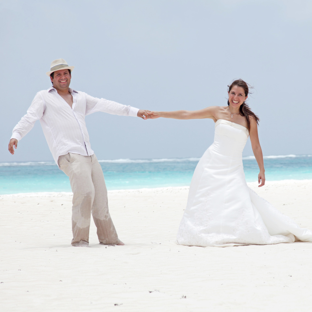 Couple on a Jamaica beach after their Ocho Rios destintion wedding