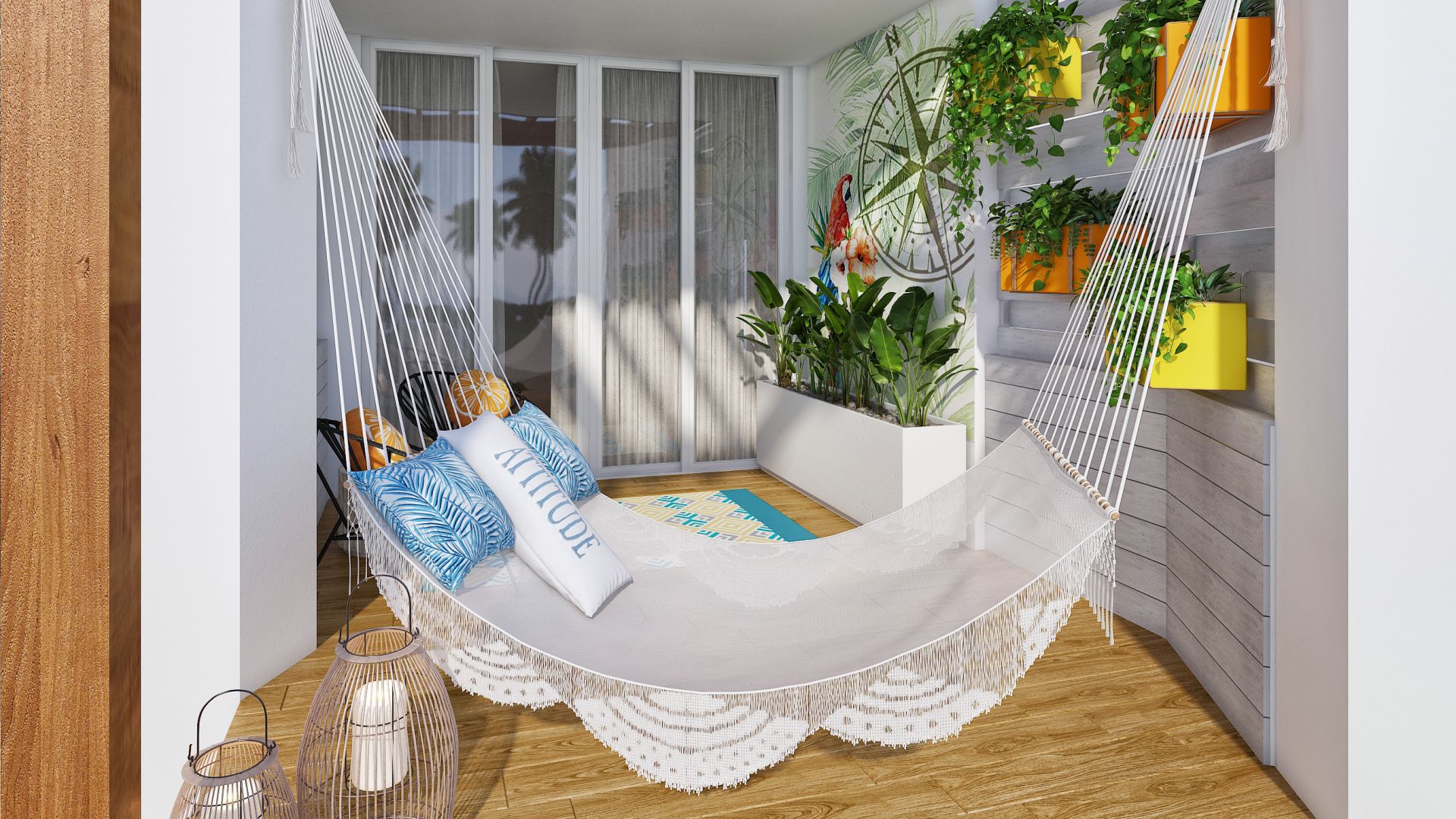 An image of Margaritaville Beach Resort Riviera Maya on a balcony, ideal for a destify wedding.
