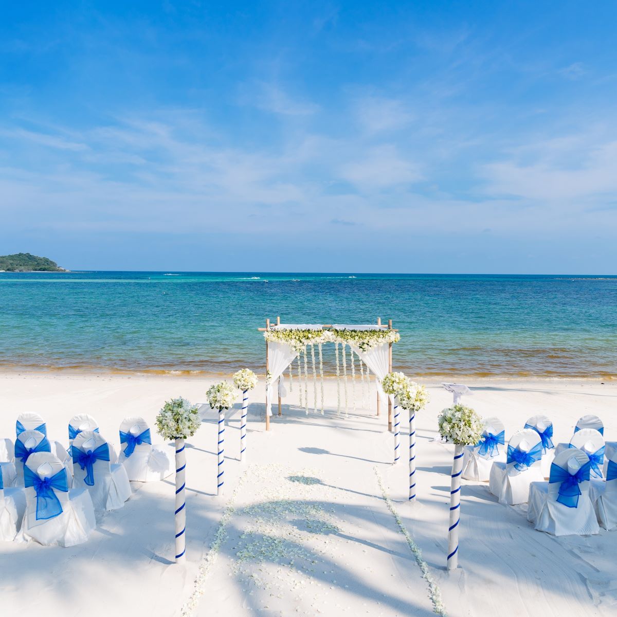 An intimate beach wedding ceremony in Thailand.