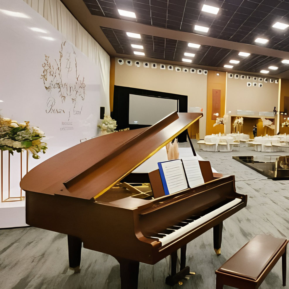 A piano in a room.