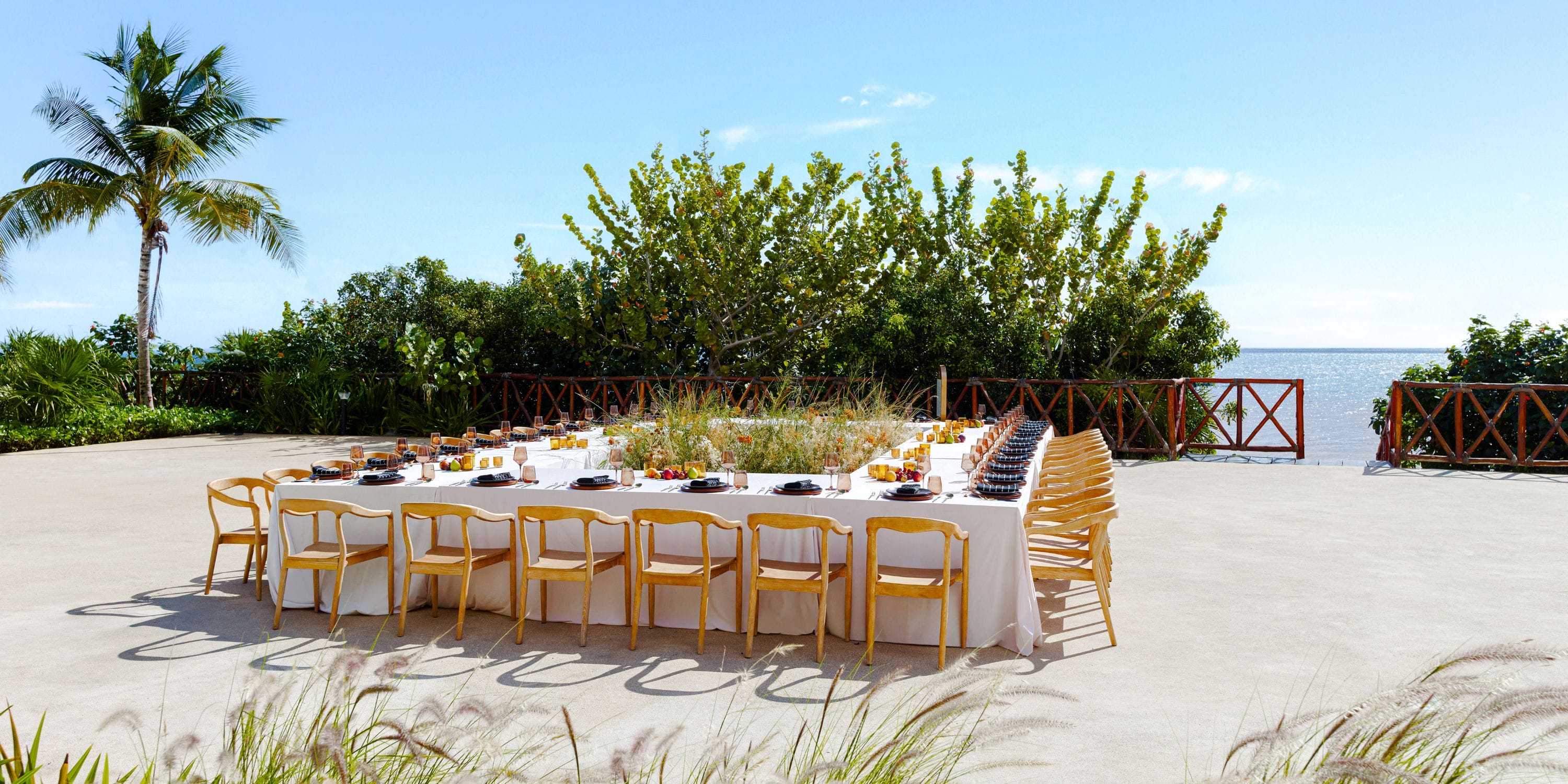 AVA Resort Cancun features outdoor dining with ocean views, perfect for a scenic destination wedding.