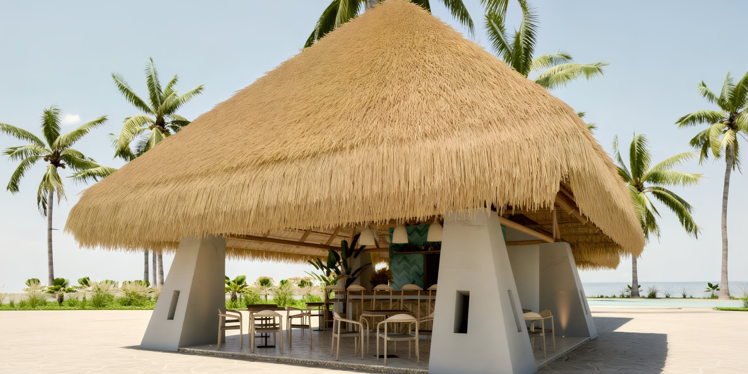 Dreams Playa Esmeralda: A picturesque tropical hut near the beach, featuring a charming thatched roof and surrounded by palm trees, perfect for an unforgettable destination wedding.