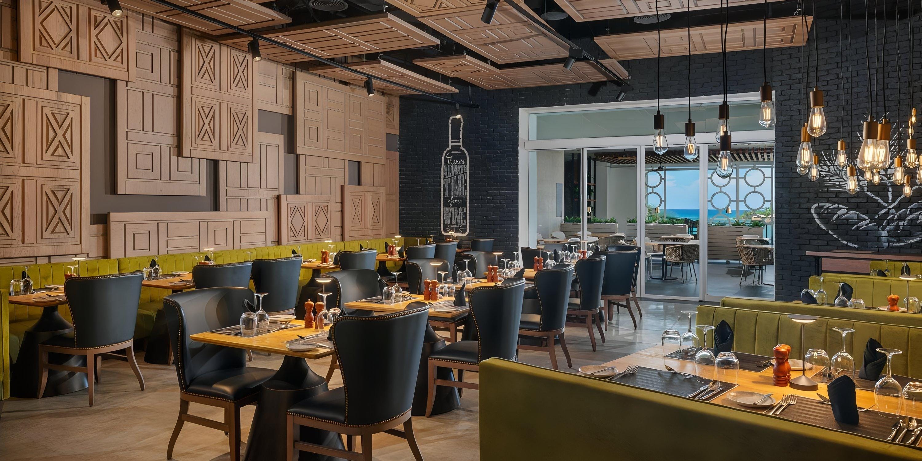 Chic dining area at Princess Senses The Mangrove Hotel, ideal for destination wedding receptions.